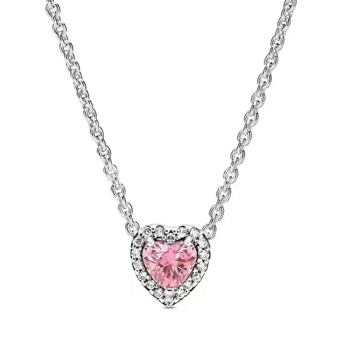 Colorful Heart Shaped Pendants Necklace Original 925 Sterling Silver Elevated Heart Necklace Lover's Holiday Fine Jewelry Gift
