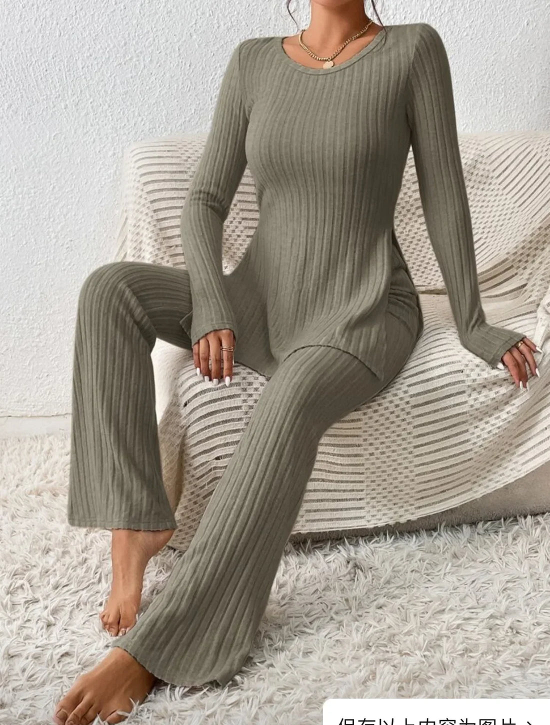 Autumn Winter Fashion Knit Suit 2024 Casual Loose Pullover+Elastic Long Pants Print Knitted Solid Two Pieces Sets Women Clothing