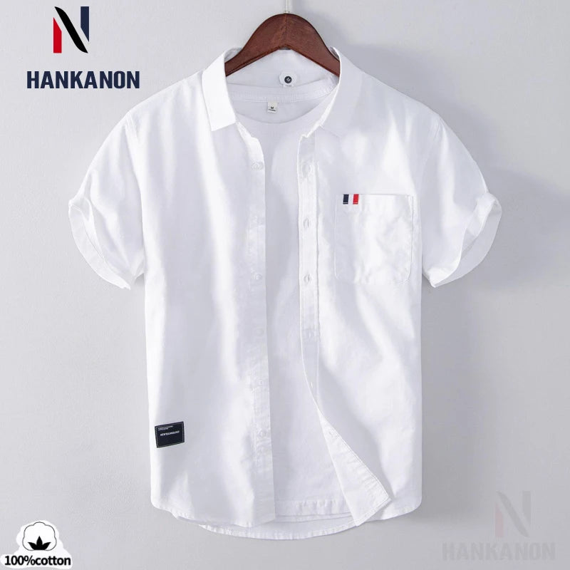 2024 New High-quality 100% Cotton Business Casual Men's Short-sleeve Shirt,M-4XL White Formal Work Shirt