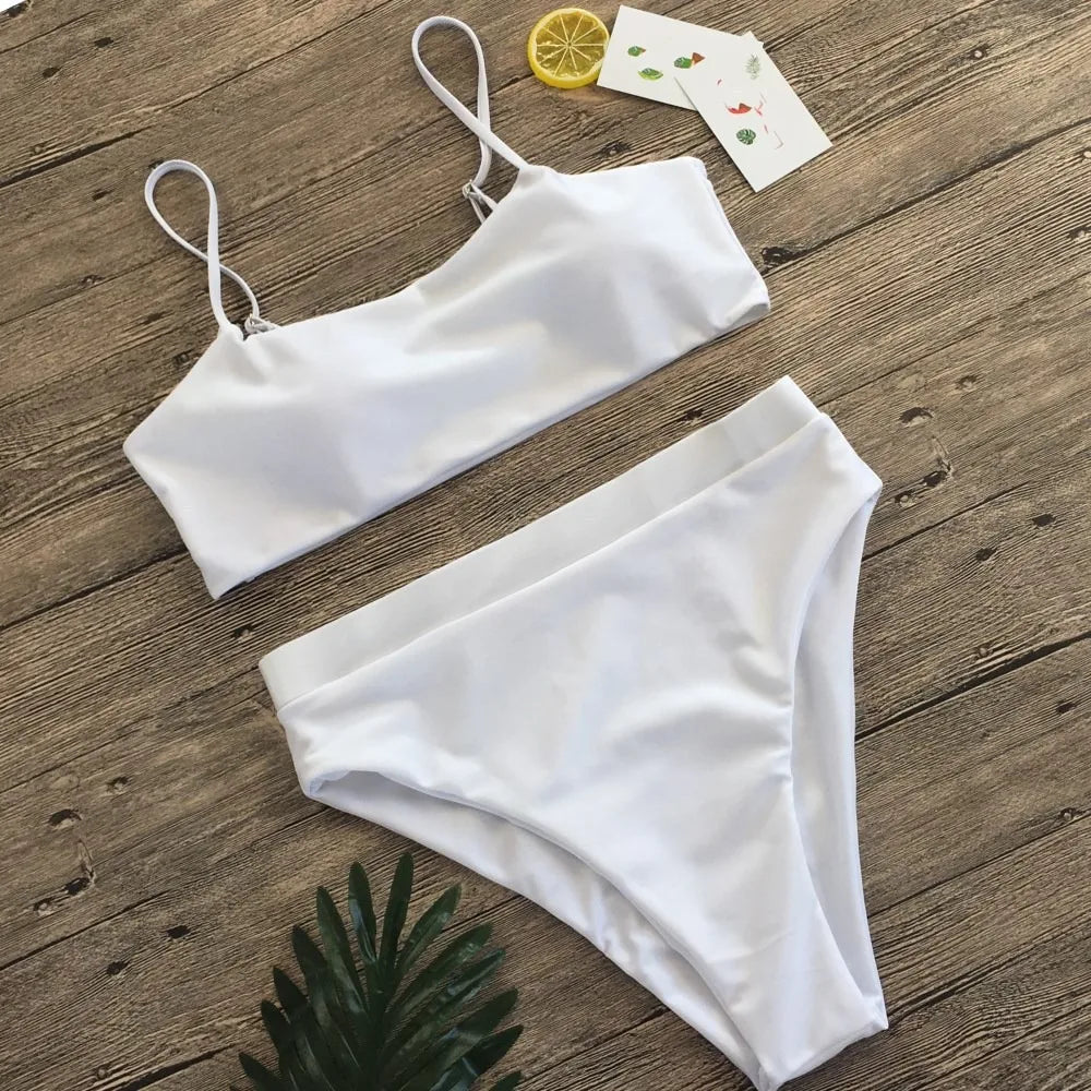 New 2024 Split Swimwear Solid Color Sexy Bikini Set Vacation Hollow Out Swimsuit Set For Woman Girl