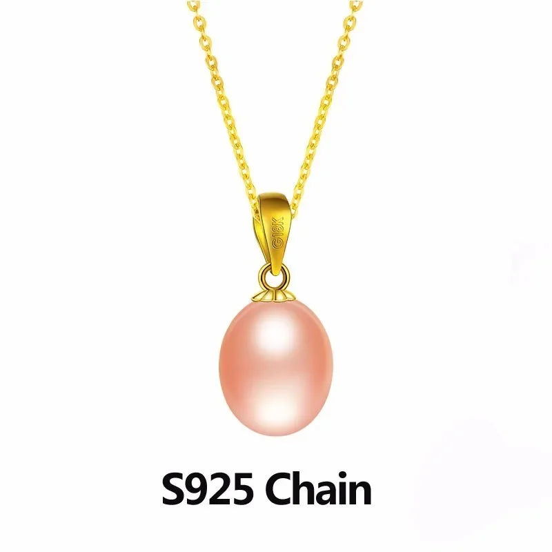Dainashi Real Pure 18K Gold Jewelry Necklace&Pendant,Natural Freshwater Pearl Women Pendant,Fine Jewelry With Gift Box For Lover