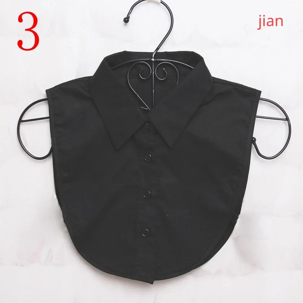 1Pcs Women Solid Color Shirt Cotton Lace Collars White & Black Blouse Spring Summer Vintage Detachable Clothes Shirt