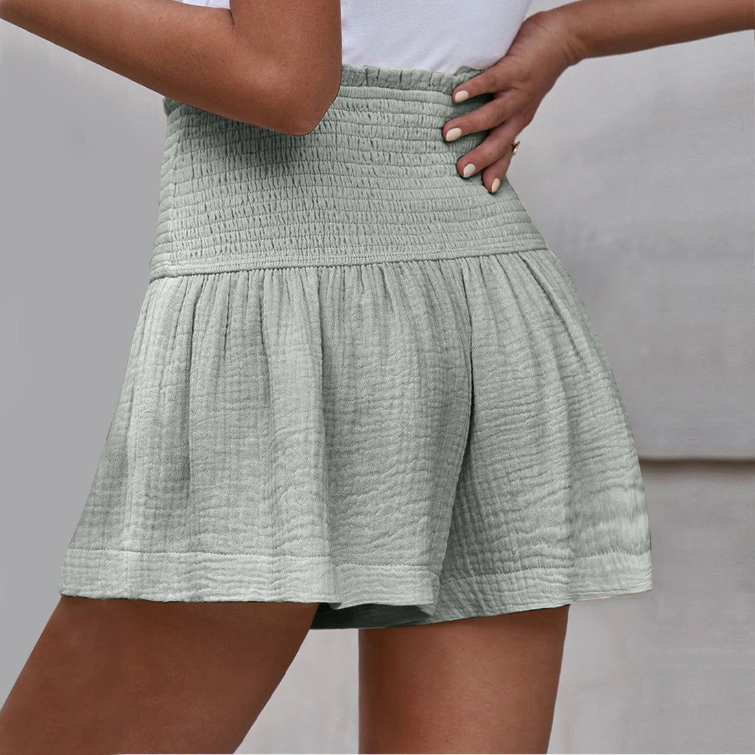 Women Shorts Ladies Casual Solid Color Breathable Fashion Wide Leg Shorts For Women Summer Female Pleated Shorts