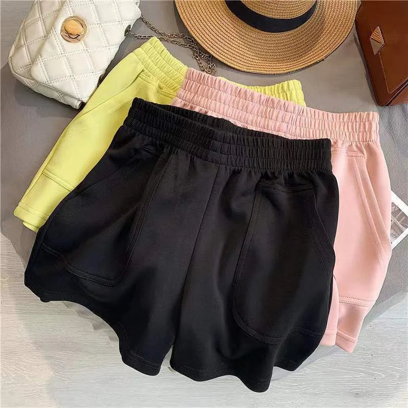 Women Simple Soft Shorts Large Size Casual Shorts Yoga Beach Pants Female Sports Shorts Wide Leg Bottoms Hot Streetwear