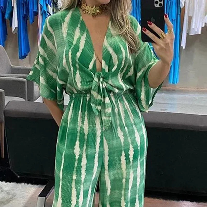 Fashion Women Jumpsuits 3D Printing Pattern One Piece Overalls Casual Short Sleeve Diagonal Shoulder Jumpsuit for Women Rompers