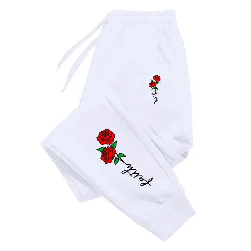 Beautiful Flowers Printing Womens Sweatpants Daily Casual Fashion Trousers Sports Jogging Sweat Mens Pants Street Hot Sale Pants
