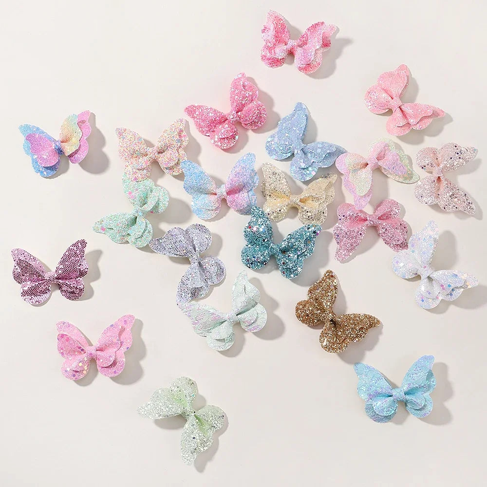 2/4/5Pcs Women Girl Glitter Butterfly Hair Clip for Children Sequins Bow Hairpins Cute Headwear Trendy Hairgrip Hair Accessories
