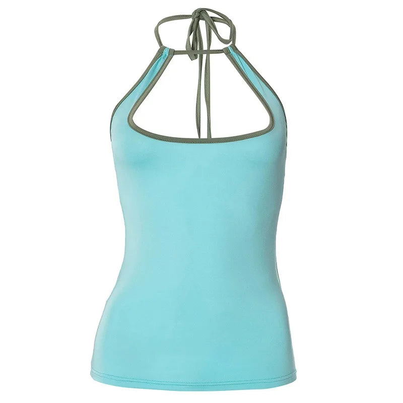 Sexy Tank Tops Women Summer Sleeveless Hollow Out Halter Bandage Backless Basic Tank Bodycon Streetwear Casual Fashion Camisole