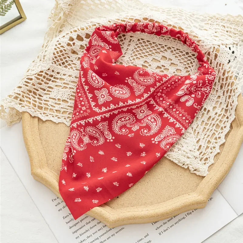 Floral Print Hair Scarf Bohemia Bandana Elastic Hair Band Triangle Scarf Kerchief Women Girl Hair Accessories Headscarf