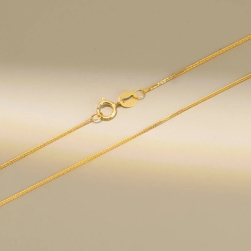 Real 18K Gold Women's Necklace AU750 Chopin Chain Choker Festival Great Gift New Fashion Simple Style Fine Jewelry