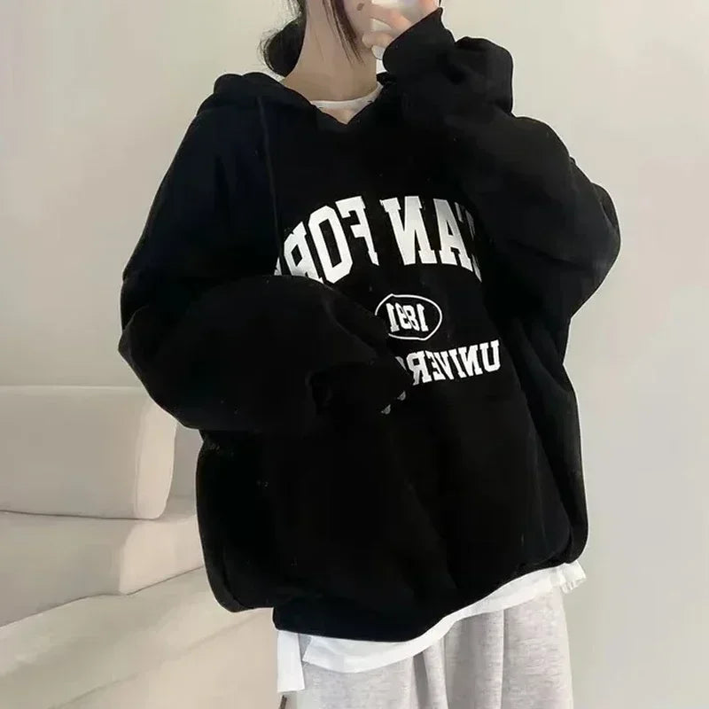 Brooklyn Letter Printed Hoodie Fashion Women Sweatshirt Warm Full Sleeve Hoodies Ladies Streetwear Winter Harajuku Tops Clothes