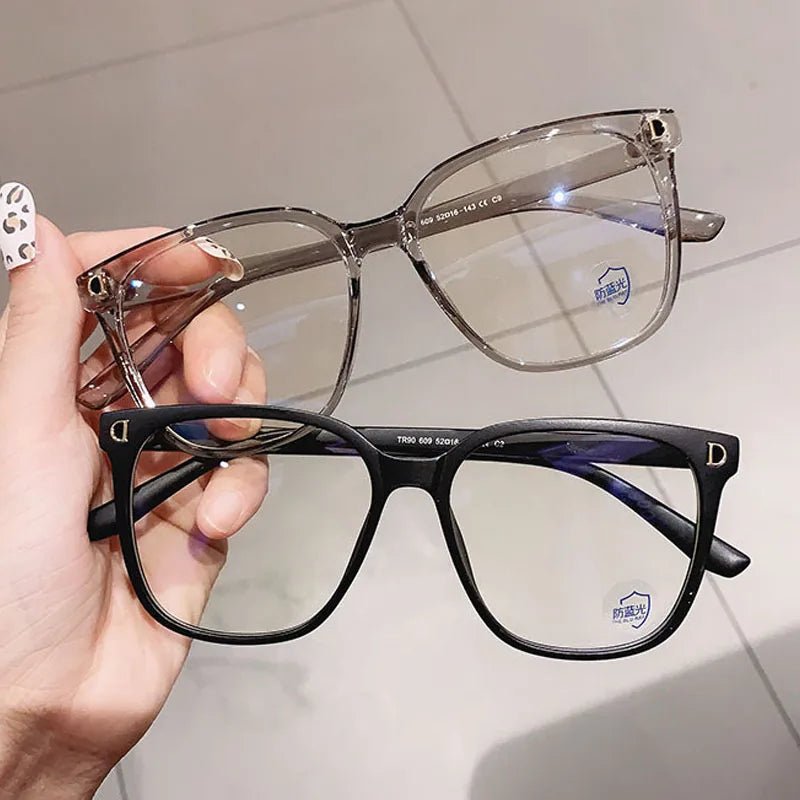 New Large Frame Myopia Glasses Anti-Blue Light Eyewear Women Eye Protective Computer Goggles Diopters -1.0 -1.5 -2.0 To -6.0