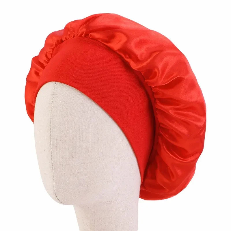 Baby Kids Satin Wide Band Sleeping Hat Night Cap Hair Care Beanie Turban Bonnet Children Girls Head wrap Scarf Bandana Headwear