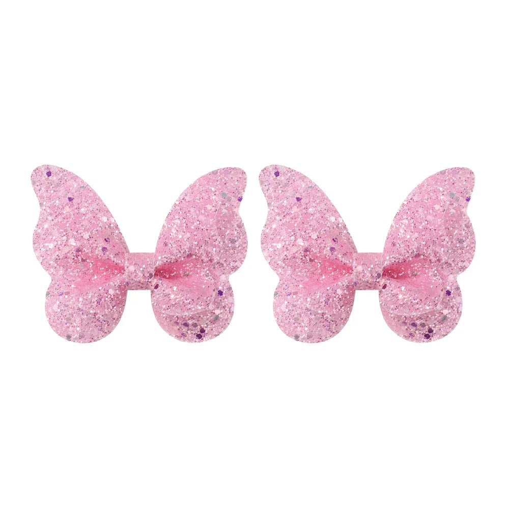 2/4/5Pcs Women Girl Glitter Butterfly Hair Clip for Children Sequins Bow Hairpins Cute Headwear Trendy Hairgrip Hair Accessories