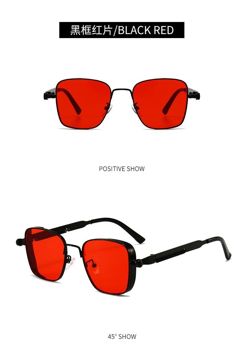 2025 High Quality Metal Punk Fashion Trendy Sunglasses for Men Outdoor Sunglasses Men Driving Anti UV lunettes de soleil homme