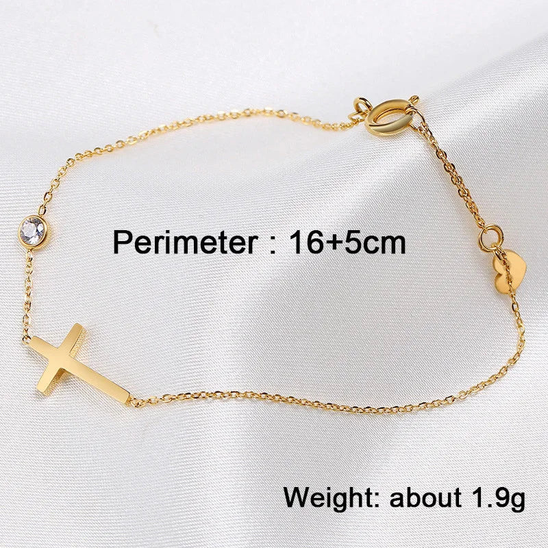 CAOSHI Trendy Lady Cross Bracelet with Simple Design Women Daily Wearable Accessories with Dazzling Zirconia Fashion Jewelry