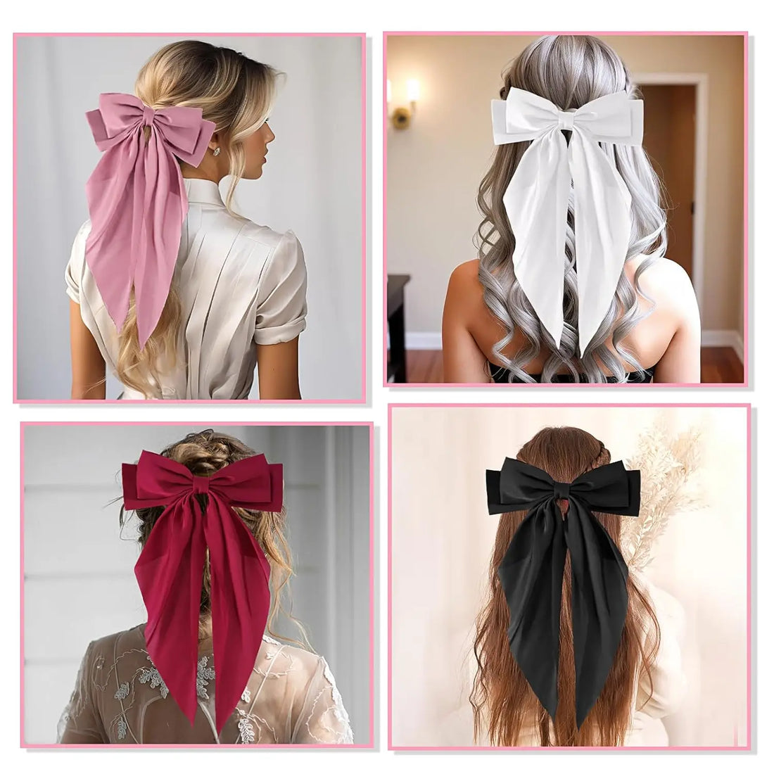 2/3/4/6/12pcs/set Silky Satin Oversized Bowknot Ribbon Hair Clip For Women Barrettes Metal Clips Aesthetic Hair Accessories