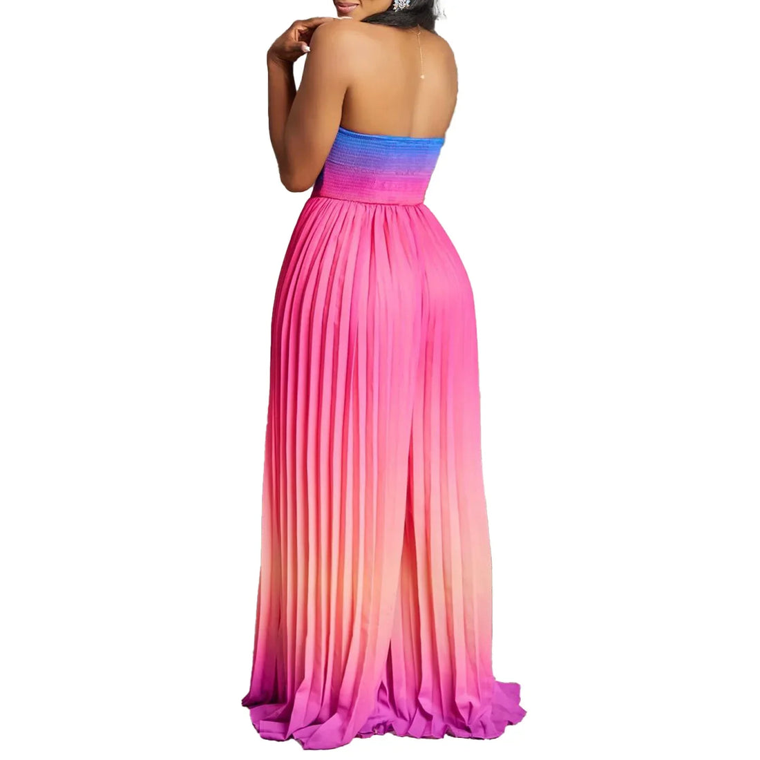 One Piece Women Jumpsuits Strapless Tie Dye Sleeveless Sexy Sling Wide Leg Long Pants Slim Pleated Overalls Backless Rompers