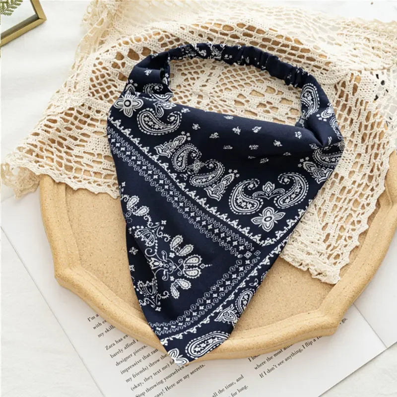 Floral Print Hair Scarf Bohemia Bandana Elastic Hair Band Triangle Scarf Kerchief Women Girl Hair Accessories Headscarf