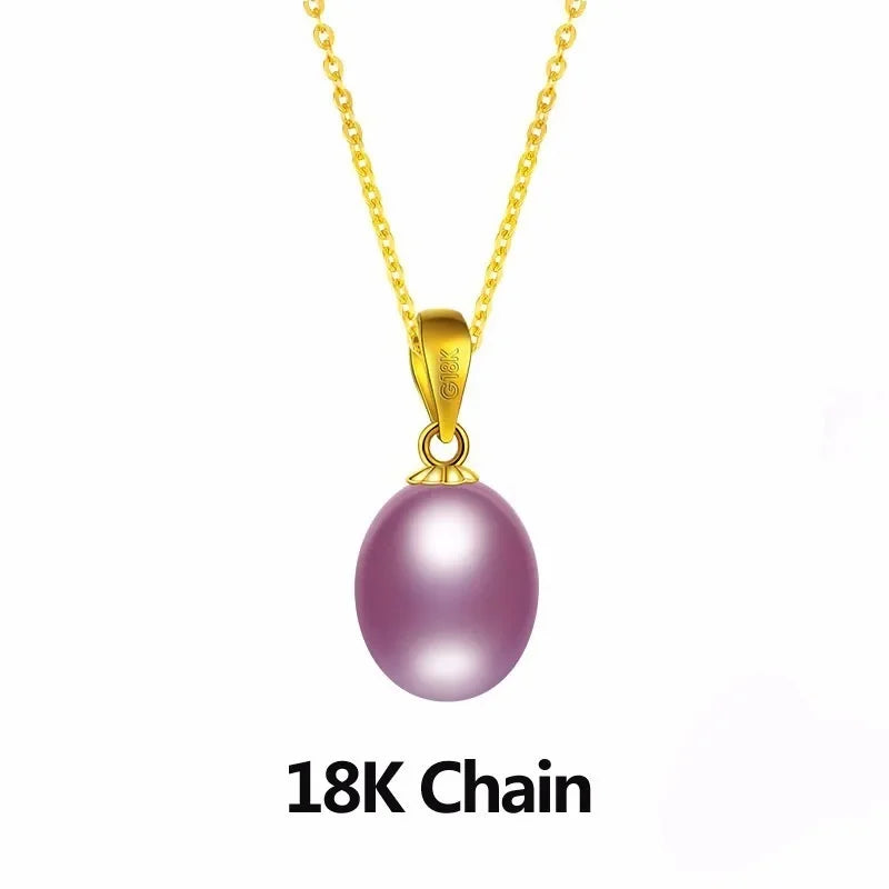 Dainashi Real Pure 18K Gold Jewelry Necklace&Pendant,Natural Freshwater Pearl Women Pendant,Fine Jewelry With Gift Box For Lover
