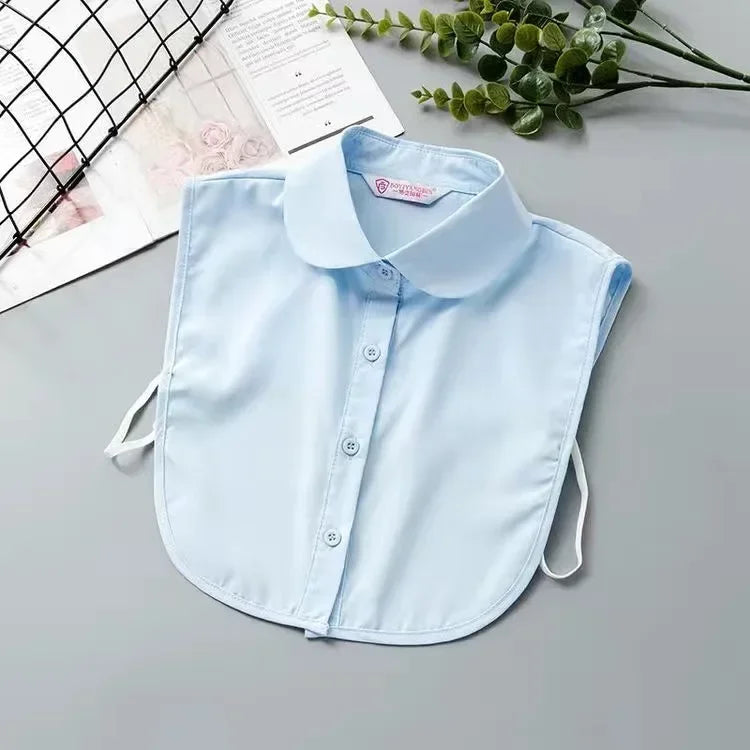 1Pcs Women Solid Color Shirt Cotton Lace Collars White & Black Blouse Spring Summer Vintage Detachable Clothes Shirt