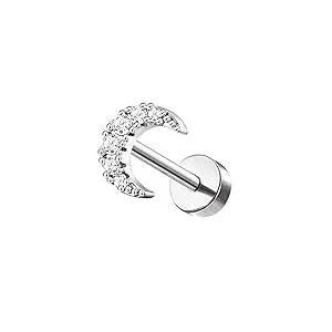 Bobisty 1pc 16G Cartilage Stud Earrings for Women Stainless Steel Small Opal Earring Studs Lip Bar Nose Ear Piercing Jewellery