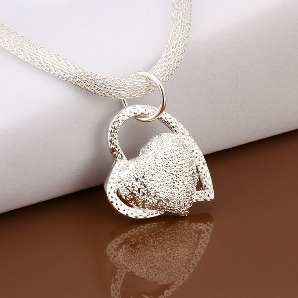 DOTEFFIL 925 Sterling Silver Gorgeous Charm Fashion Charm Heart Wedding Lady Love Necklace Noble Luxury 18 Inches Silver Jewelry
