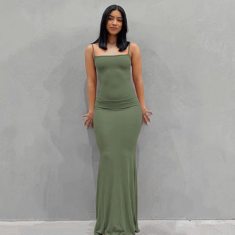 Y2k Women Sexy Tight Long Skirt New Tight Long Skirt Casual Skirt Sleeveless Backless Sexy Hot Girl Suspender Hip Fishtail Skirt