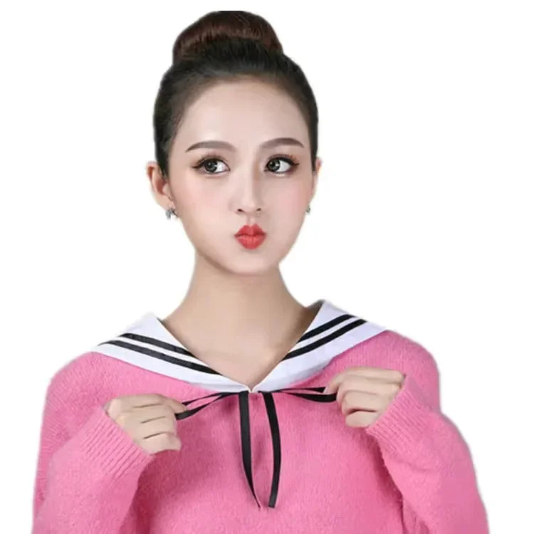 1Pcs Women Solid Color Shirt Cotton Lace Collars White & Black Blouse Spring Summer Vintage Detachable Clothes Shirt