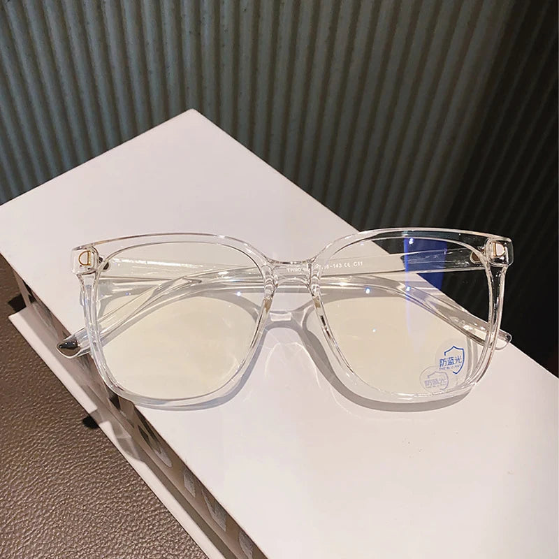 New Large Frame Myopia Glasses Anti-Blue Light Eyewear Women Eye Protective Computer Goggles Diopters -1.0 -1.5 -2.0 To -6.0