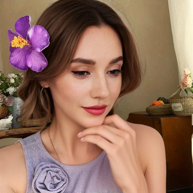 6PCS/3PCS Hawaiian-style Hibiscus Hair Clips Artificial Flower Headwear Suitable for Seaside Vacations Party Decorations