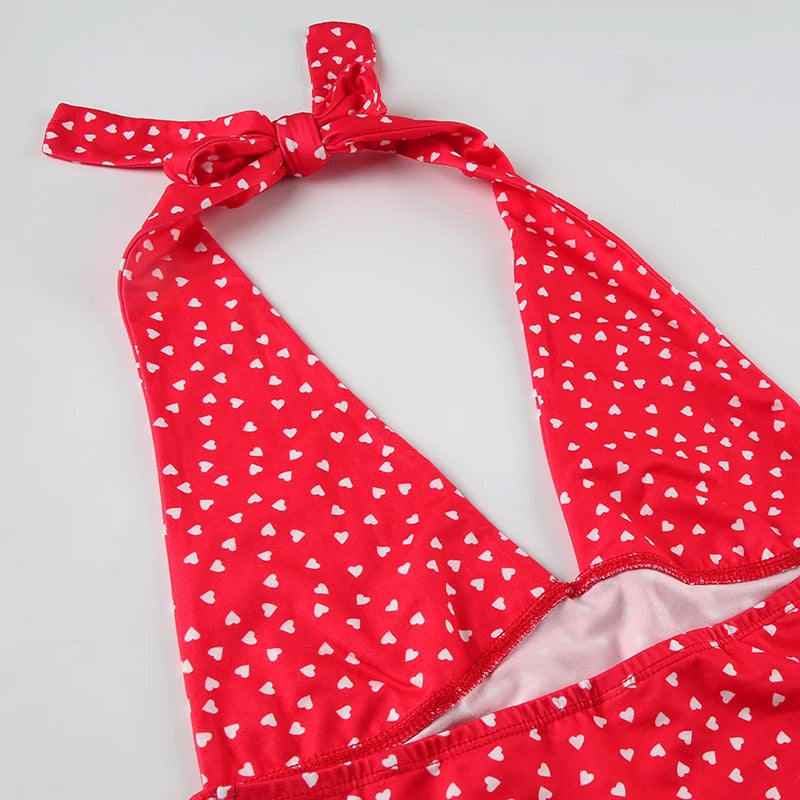 Women Sexy Halter Deep V Neck Top Slim Fit Backless Crop Tank Top Y2k Polka Dot Open Back Sleeveless Cami Tops