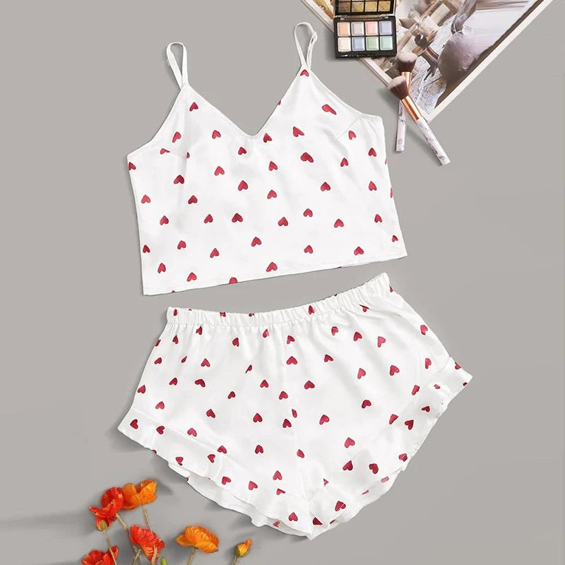 Satin Silk Pajamas Set Women Sexy Lace Sleepwear Summer Hot V-neck Sleeveless Pijamas Faux Silk Homewear Pink Striped Nightwear