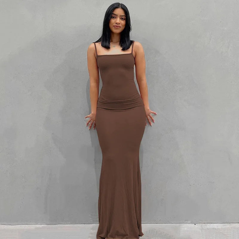 Y2k Women Sexy Tight Long Skirt New Tight Long Skirt Casual Skirt Sleeveless Backless Sexy Hot Girl Suspender Hip Fishtail Skirt
