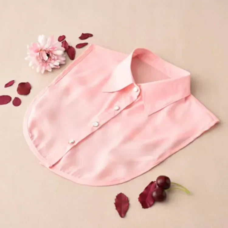 1Pcs Women Solid Color Shirt Cotton Lace Collars White & Black Blouse Spring Summer Vintage Detachable Clothes Shirt