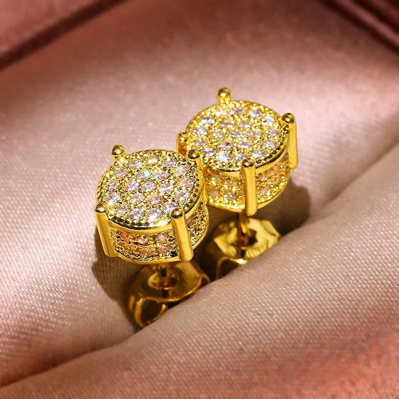 Luxury Female Round Zircon Crystal Earrings Women Fashion Silver Color Wedding Engagement 2022 Jewelry Stud Earring for Women