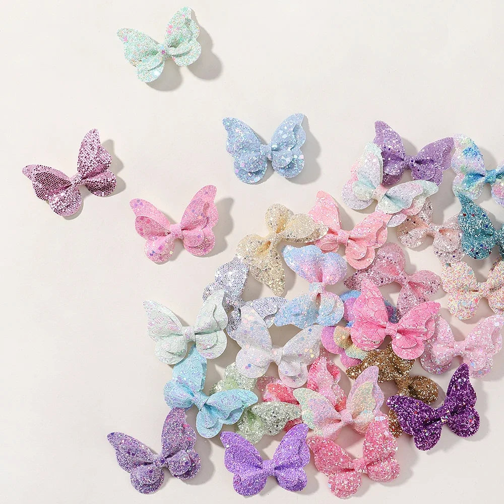 2/4/5Pcs Women Girl Glitter Butterfly Hair Clip for Children Sequins Bow Hairpins Cute Headwear Trendy Hairgrip Hair Accessories