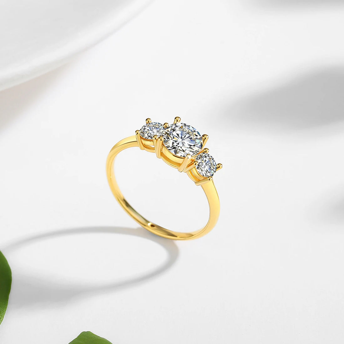 With Certificate 18k Gold Ring Moissanite For Women 3 Stone 100% Real Initial Luxury K Gold Jewelry Engagement Gift Wholesale