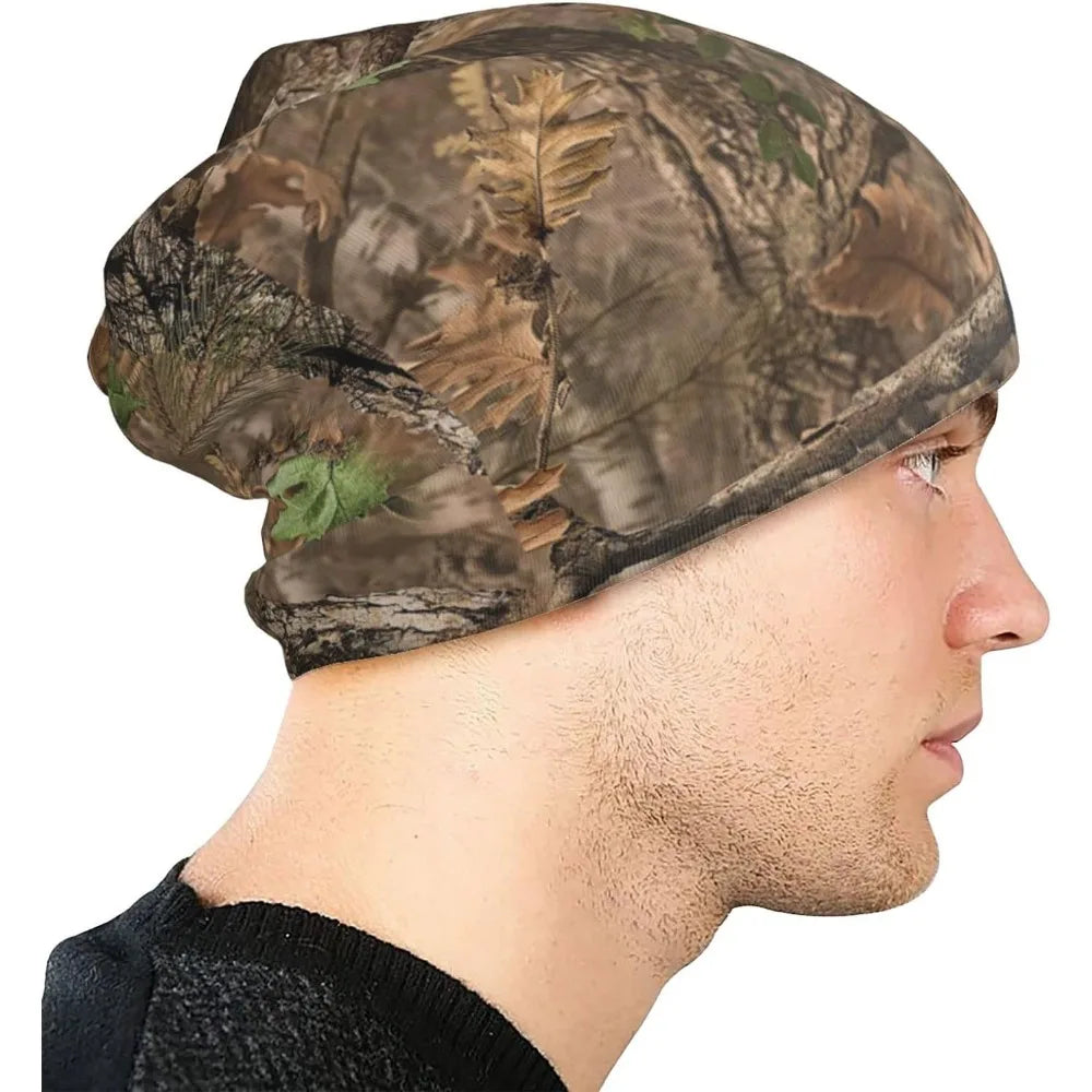 Desert Forest Camo 3D Knit Hat Slouchy Skull Cap Beanie Hat for Men Women Scarf Bandana Loose Cap Stretch Headwear Knit Hats