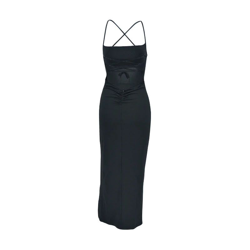Summer Fashion Dress Women New Sleeveless Backless Bandage Bodycon Sexy Split Dresses Casual Streetwear Club Party Elegant Dress