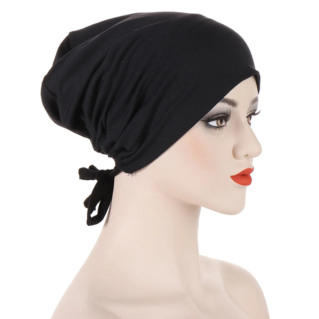 Double Layer Satin Hijab Cap for Women, Islam Undercap with Tie Bonnet, Instant Hijabs, Turkish Scarves, Muslim Turban, Bandana