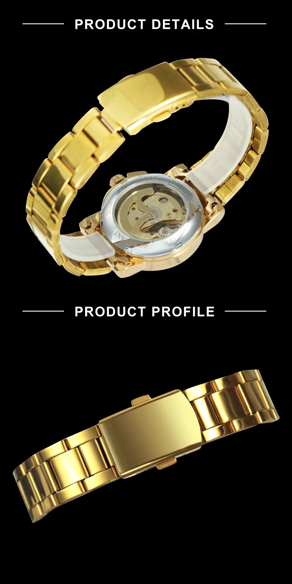 WINNER Fashion Skeleton Watch for Women Elegant Luxury Brand Automatic Mechanical Ladies Watches Gold Stainless Steel Strap 2023