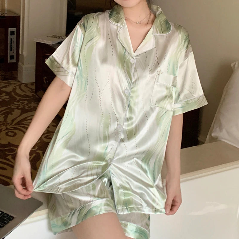 Ins Style Elegant Colorful Butterflies Women's Pajamas Trendy Fashion Design Summer Short Housewear 2024 New Y2k Ladies Homewear
