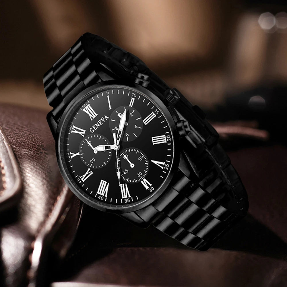 2PCS Men's Watch Set Business Trend Fashion Quartz Watch Set Suitable for Daily Clothing Matching Perfect Gift