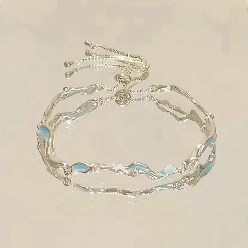 Elegant Crystal Flowers Bracelet For Women Y2K Sweet Girls Moon Cherry Blossom Bow Zircon Bracelets Luxury Designer Jewelry Gift