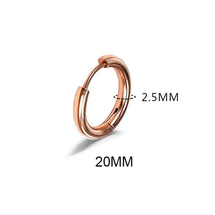 LATS 2024 New Simple Stainless Steel Small Hoop Earrings for Women Men 8mm To 20mm Round Cartilage Ear Piercing Fashion Jewelry