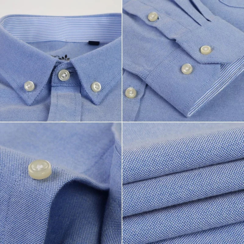 New Cotton Oxford Shirt For Men's Long Sleeve Casual Business Regular-Fit Formal Dress Shirts Social Male Work Shirts Clothing
