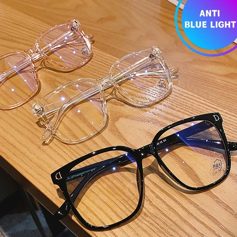 New Large Frame Myopia Glasses Anti-Blue Light Eyewear Women Eye Protective Computer Goggles Diopters -1.0 -1.5 -2.0 To -6.0