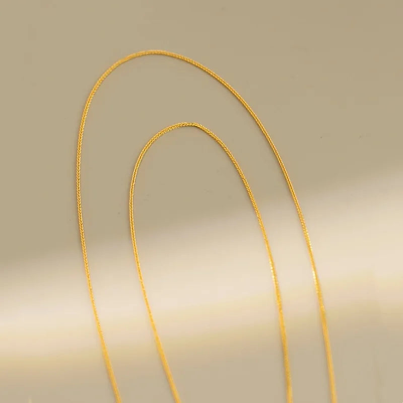 Real 18K Gold Women's Necklace AU750 Chopin Chain Choker Festival Great Gift New Fashion Simple Style Fine Jewelry