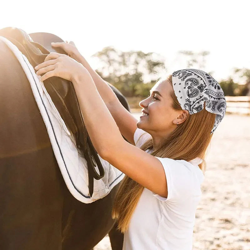 Floral Print Hair Scarf Bohemia Bandana Elastic Hair Band Triangle Scarf Kerchief Women Girl Hair Accessories Headscarf